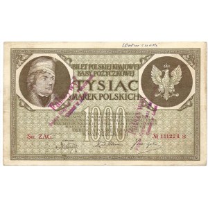 1000 marek 1919 - Ser. ZAG. - fałszerstwo - papier ze znakami wodnymi