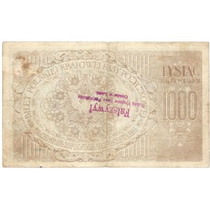 1000 marek 1919 - Ser. ZAG. - fałszerstwo - papier ze znakami wodnymi