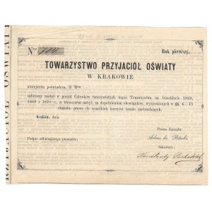 Blankiet Towarzystwo przyjaciół oświaty Kraków 1868 - 1870