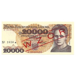20 000 złotych 1989 - A - SPECIMEN nr 1650
