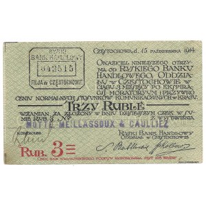 Częstochowa - Ryski Bank Handlowy - 3 ruble 1914 -