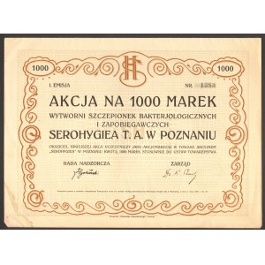 Serohygiea T.A. w Poznaniu - wytwórnia szczepionek - 1000 mk 1921