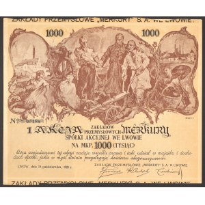 MERKURY - zakłady przemysłowe we Lwowie - 1 x 1000 mkp 1921. PIĘKNA