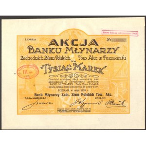 Bank Młynarzy Zachodnich Ziem Polskich - 1000 mkp 1921 - Em. I