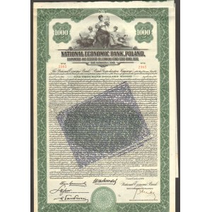 Bank Gospodarstwa Krajowego - Obligacja 1000 dolarów 1926 - RZADKOŚĆ