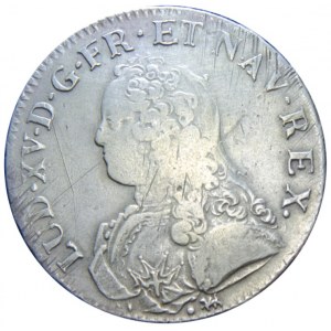 FRANCJA - Ecu 1730 H - Ludwik XV - mennica La Rochele (Aunis)