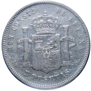 HISZPANIA - 5 pesetas 1893 - Alfonso XIII -Ag
