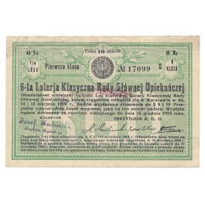 Los loterii 10 marek z datą ciągnienia 1919 - 1 klasa -