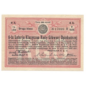 Los loterii 10 marek z datą ciągnienia 1919 - 2 klasa -