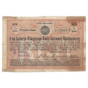 Los loterii 10 marek z datą ciągnienia 1919 - 3 klasa -
