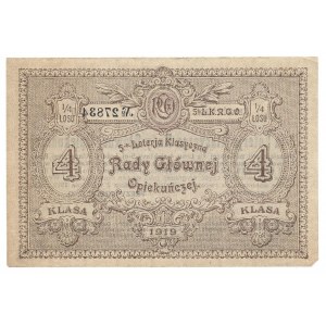 Los loterii 10 marek z datą ciągnienia 1919 - 4 klasa -