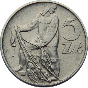 5 złotych 1958 - Rybak - odmiana z wąską 8
