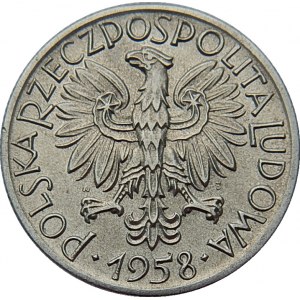 5 złotych 1958 - Rybak - odmiana z wąską 8