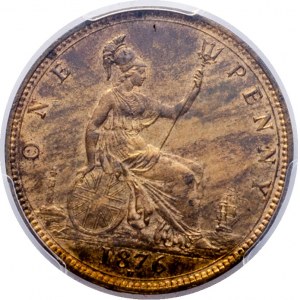 Wielka Brytania - Wiktoria - 1 penny 1876 - H - PCGS UNC Details