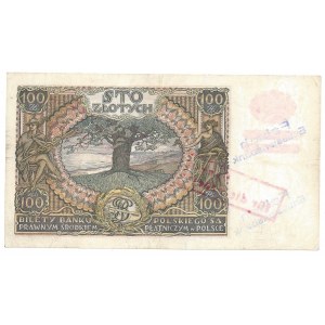 100 złotych 1934 - BJ - fałszywy nadruk - dodatkowo stempel Falsch Emissionsbank