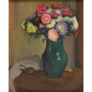 Wladyslaw Slewinski (1854 Bialynin - 1918 Paris), Blumen in einer Vase mit grüner Glasur (Fleurs au pot vert), um 1909