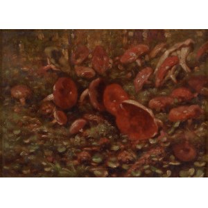 Władysław Malecki (1836 Masłów - 1900 Szydłowiec), Red mushrooms in a forest glade