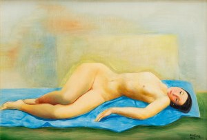 Mojżesz (Moise) Kisling (1891 Kraków - 1953 Paryż), Akt na błękitnej draperii (