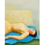 Moses (Moise) Kisling (1891 Kraków - 1953 Paris), Nude on blue drapery (Nu couché, Jeune femme nue étendue), 1938