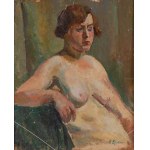 Henryk Epstein (1891 Lodz - 1944 concentration camp, probably Auschwitz), Portrait of a woman in a green and blue dress (recto) / Nude in a studio (verso), 1920s.