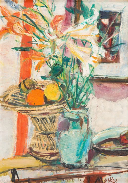 Zygmunt Józef Menkes (1896 Lwów - 1986 Riverdale, USA), Martwa natura z liliami i owocami