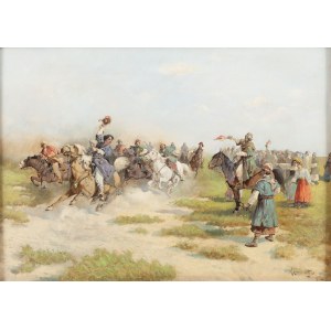 Adam Kazimierz Ciemniewski (1866 Warschau - 1915 Wichorowo), Begegnung in der Steppe, 1892