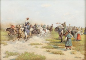 Adam Kazimierz Ciemniewski (1866 Warszawa - 1915 Wichorowo), Spotkanie na stepie, 1892