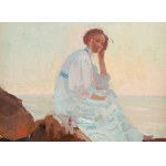 Stanisław Gałek (1876 Mokrzyska near Brzesko - 1961 Zakopane), Portrait of a woman against the coast, 1910