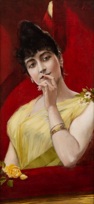 Jan Styka (1858 Lwów - 1925 Rzym), Dama w loży, 1890