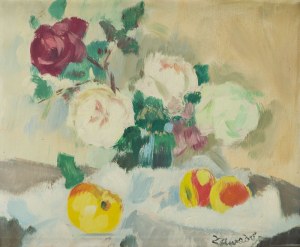 Jan Wacław Zawadowski (1891 Skobełka na Wołyniu - 1982 Aix en Provence), Martwa natura z kwiatami i owocami