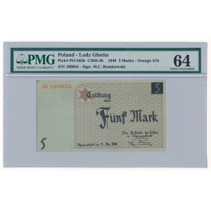 5 marks 1940 orange S/N cardboard paper -PMG 64