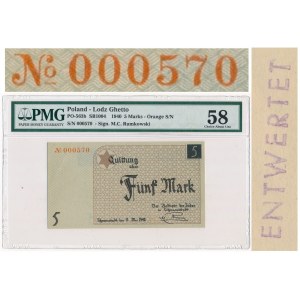 5 marks 1940 cardboard paper ENTWERTET - Rare 