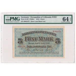 Kowno 5 marks 1918 -B- PMG 64 EPQ