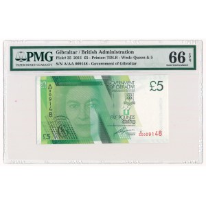 Gibralatar 5 pounds 2011 - PMG 66 EPQ