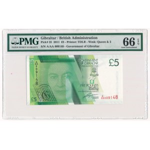 Gibraltar 5 funtów 2011 - PMG 66 EPQ