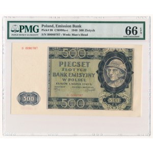 500 zloty 1940 -B- PMG 66 EPQ