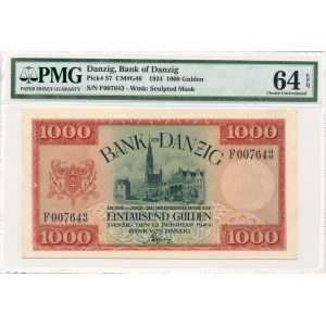 Danzig 1.000 gulden 1924 PMG 64 EPQ - RARE and BEAUTIFULL 