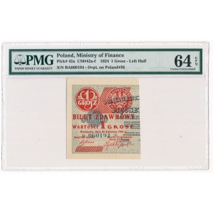 1 grosz 1924 BA* Left half PMG 64 EPQ