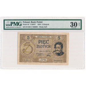 5 zloty 1924 II EM C PMG 30 NET Rare