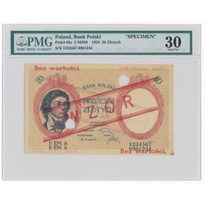 20 złotych 1924 II EM.A Specimen - PMG 30 