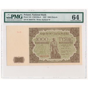 1.000 zloty 1947 -K- PMG 64 