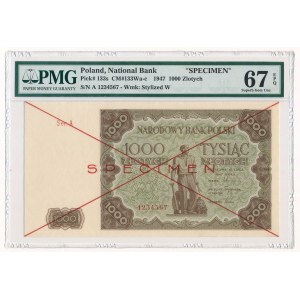 1.000 złotych 1947 -A- SPECIMEN - PMG 67 EPQ