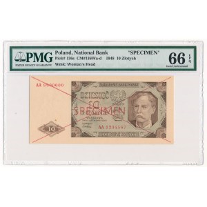 10 złotych 1948 -AA- SPECIMEN - PMG 66 EPQ