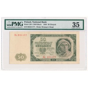 50 złotych 1948 -B2- PMG 35 - rzadka odmiana