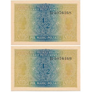 Pair of 1/2 mark 1916 Generał - consecutive numbers