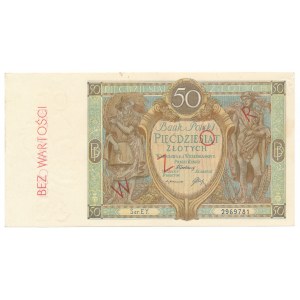 50 złotych 1929 false overprint Wzór