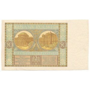 50 złotych 1929 only back side with print