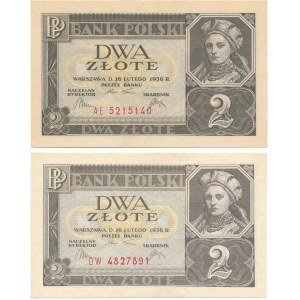 2 złote 1936 - Pair of colour variation 