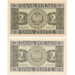 2 złote 1936 - Pair of colour variation 