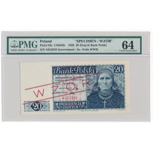 20 złotych 1939 WZÓR - PMG 64